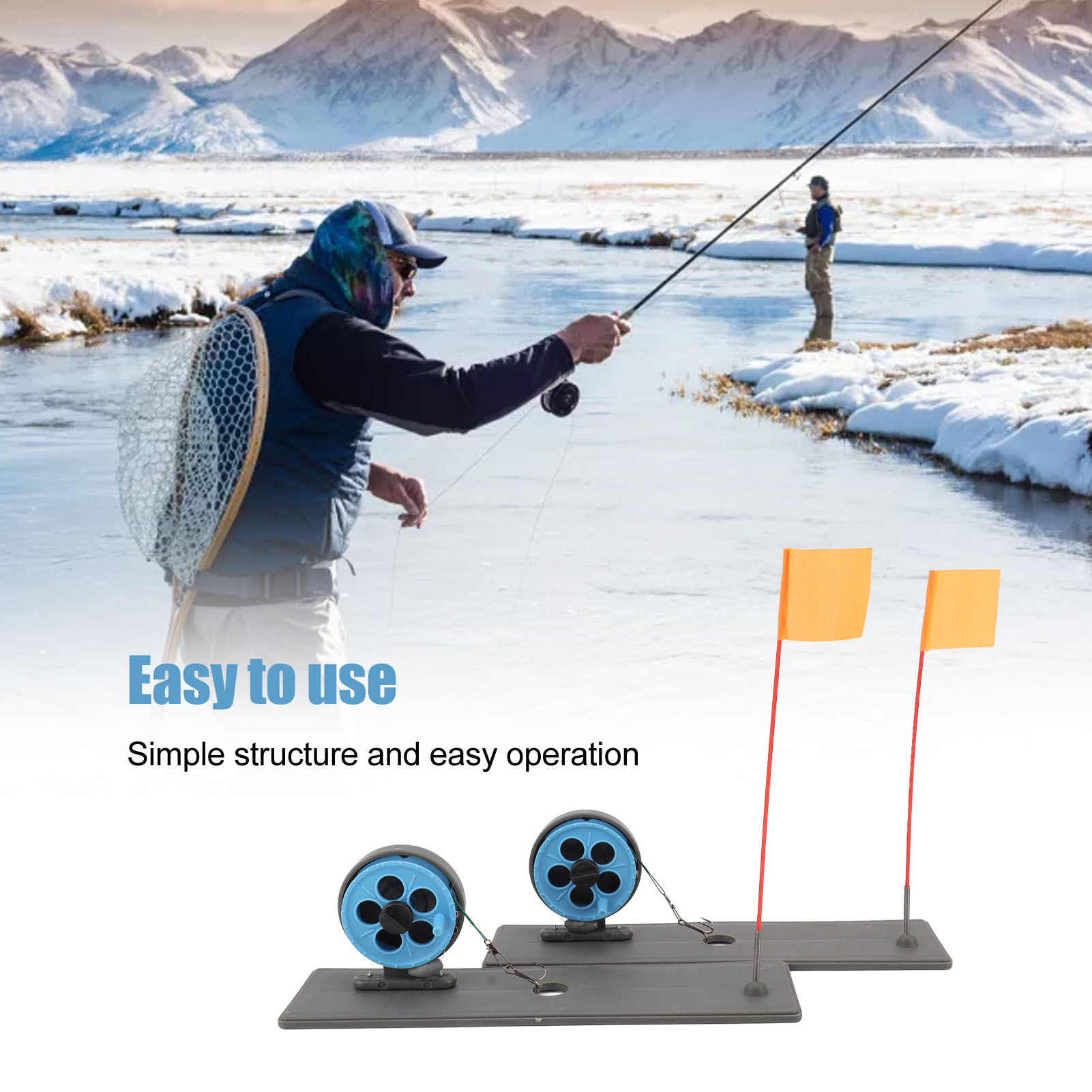Ice Fishing Tip Up - 2pcs Ice Fishing Flag Marker Rod